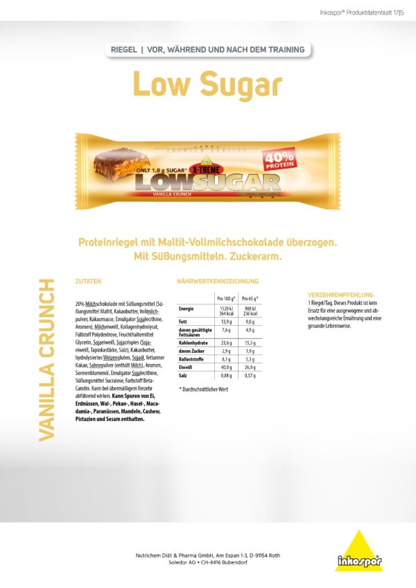 Produktbild X-TREME Low Sugar-Riegel Vanilla-Crunch, 24 x 65 g
